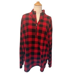 Avalanche Mens Red Black Buffalo Plaid Fleece Quarter‎ Zip Pullover XXL